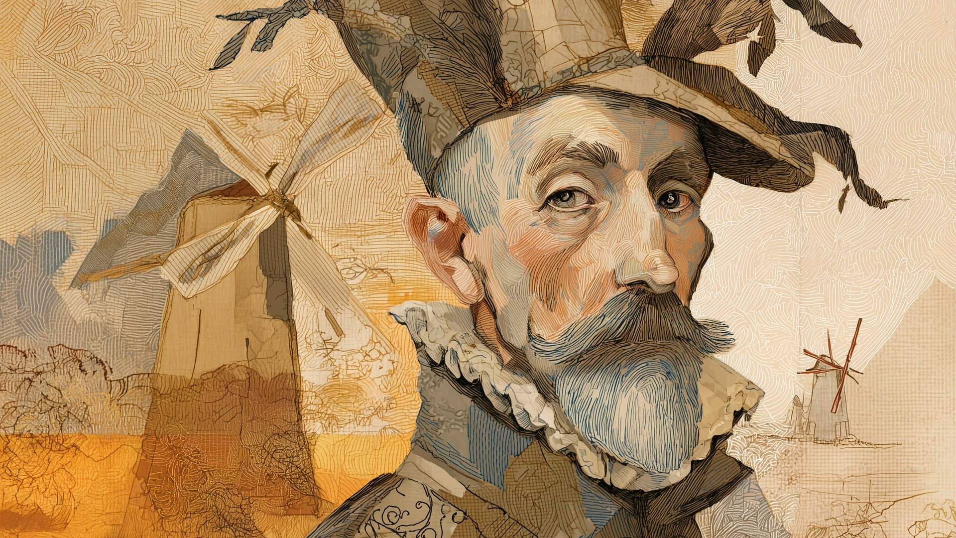 Miguel de Cervantes — Author — VIP Varied Illustrated People Downloadable 8k Digital Illustration